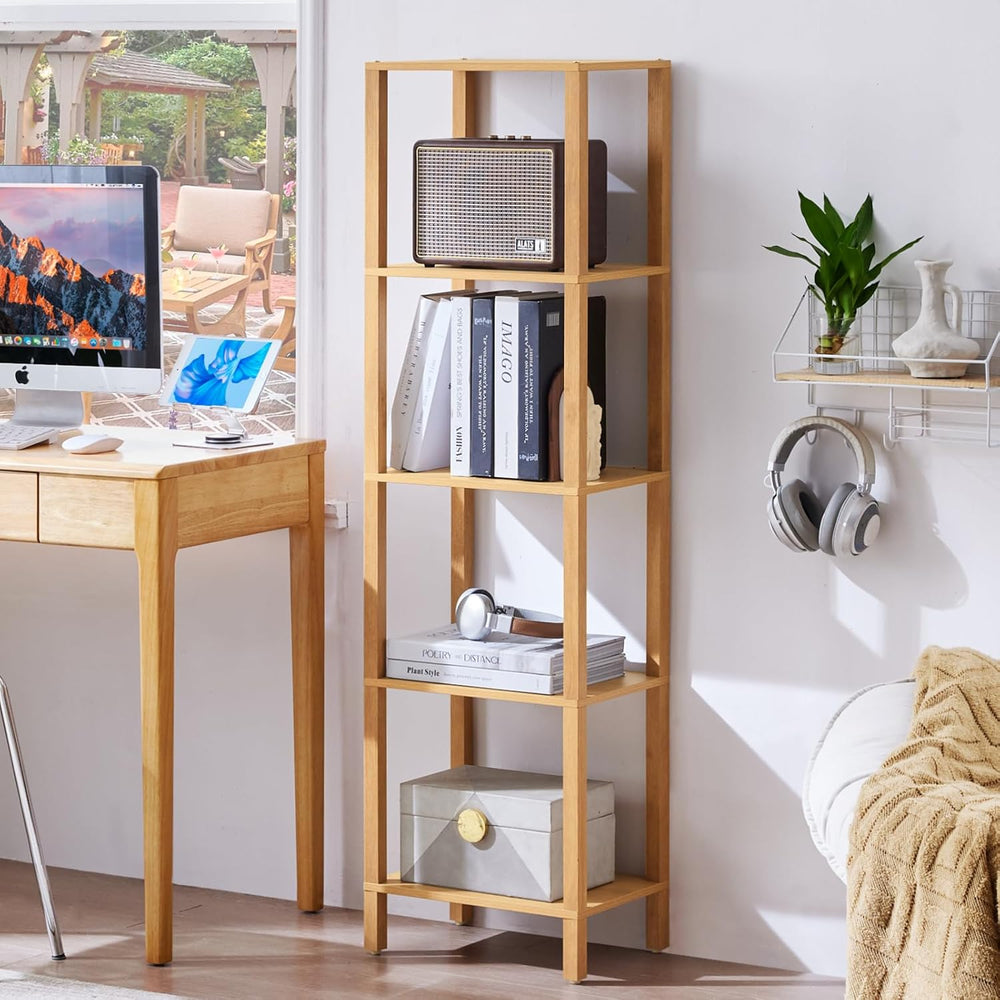 YUFAM 54in Tall Bookshelf 5-Tier Small Narrow Bookcase, Skinny Book Shelf for...