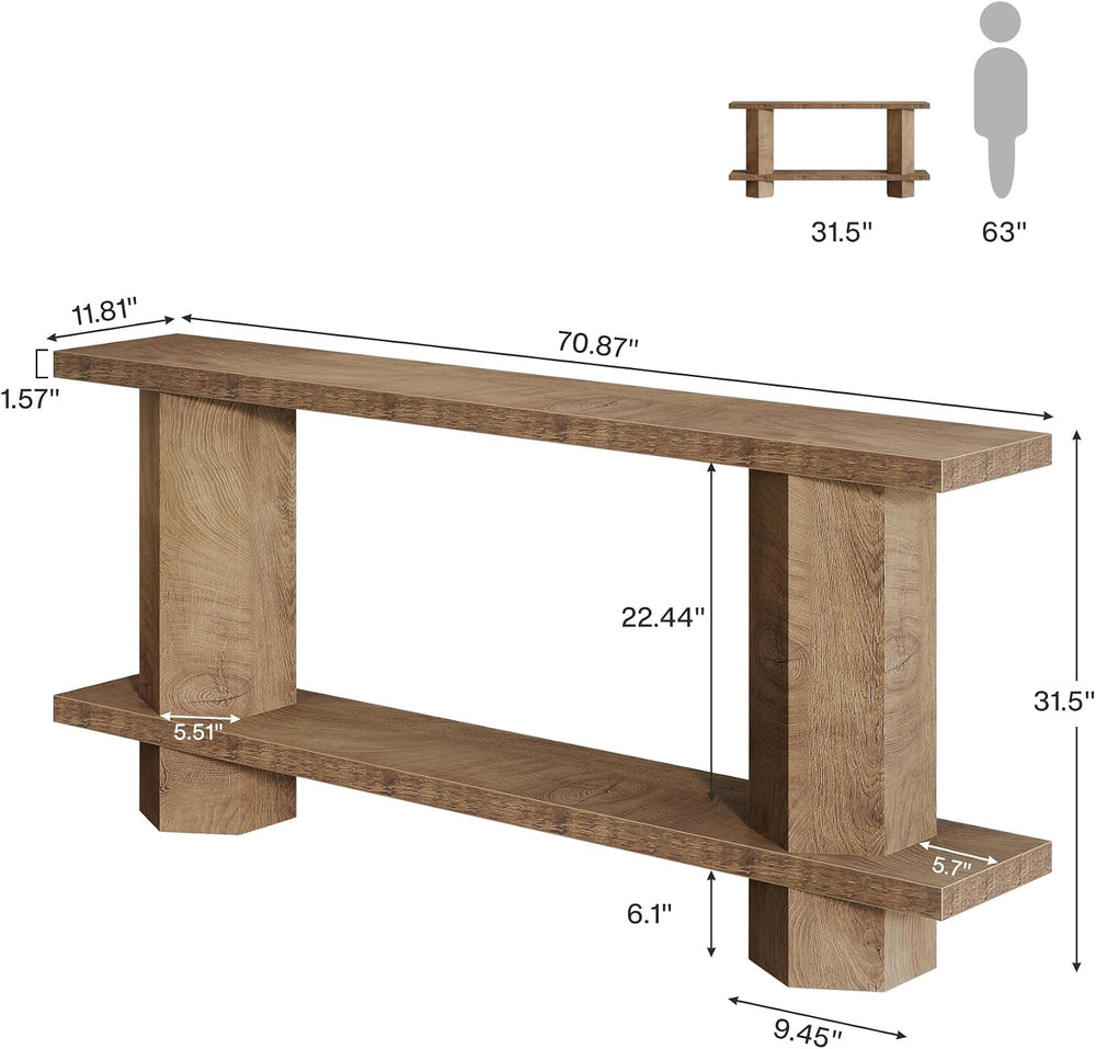 Tribesigns 71-Inch Long Console Table for Entryway, Wooden Sofa Table Behind ...