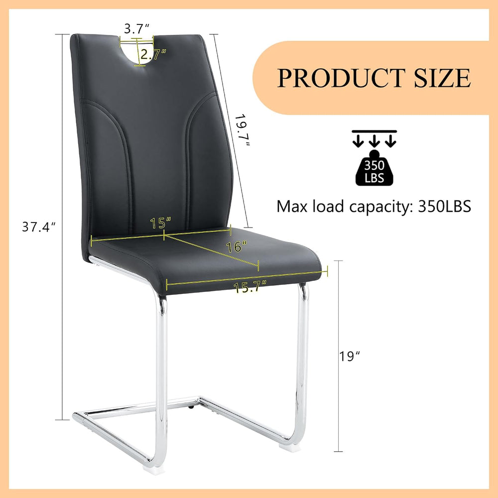 Black Dining Chairs Set of 6, Modern Faux Leather Upholstered Chairs | High B...