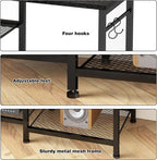 YGEOMER Black TV Stand Entertainment Center for 55 Inch TVs, with Charging Station and Lights Open Storage Shelves, TV Media Console, Open Storage Shelf with Sound Rack for Living Room, Bedroom