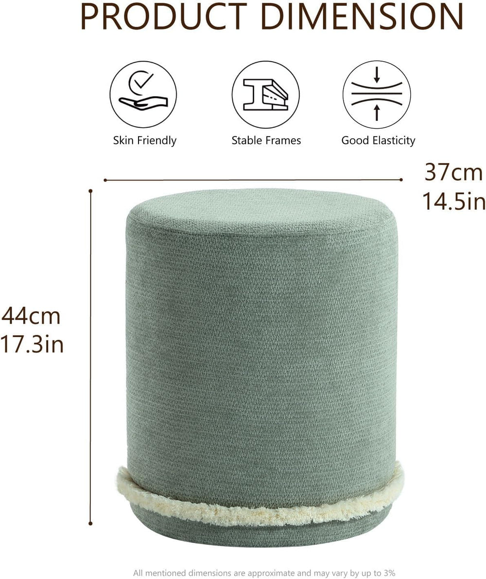 Get Set Style Modern Round Ottoman with Soft Padded Seat, Multifunctional Van...