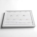 Frebeauty Stackable Velvet Jewelry Organizer Trays for Drawers Inserts Jewelry Storage Tray Display Case, Stud Earrings Bracelets Necklace Rings Accessories Trays for Women(Set of 4)(White)