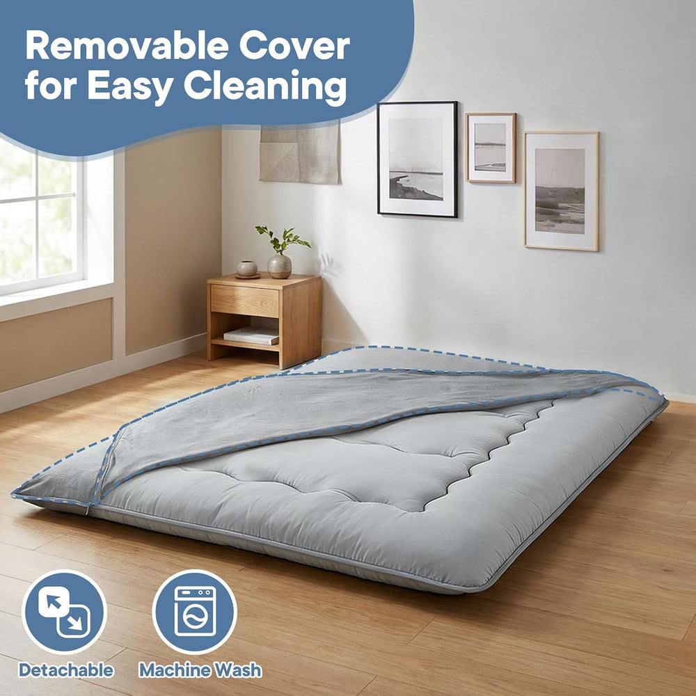 DUMOS Japanese Floor Mattress Twin Size, 4" Thick Futon Mattress, Gray |...