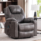 Modern Swivel Rocker Recliner Chair with Massage and Heat Manual Glider Lounge Recliner with Cup Holder and Vibration for Living Room Bedroom