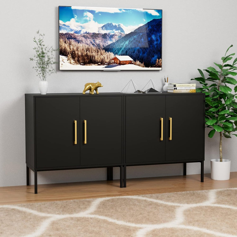CARPETNAL Set of 2 Accent Storage Cabinet with Doors and Adjustable Shelf, Fr...