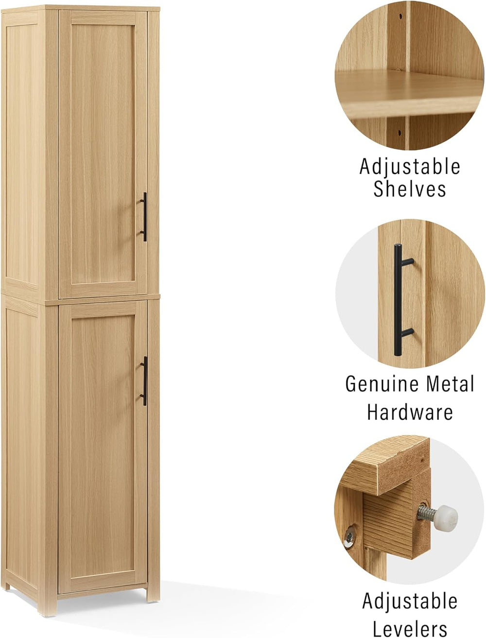 Crosley Furniture Savannah Linen Storage Cabinet, Laundry Room, Bathroom Orga...
