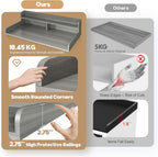 2-Tier Washer Dryer Countertop with 2.75"H Edge Rails, 54" W x 27.55" D Laundry Countertop for Folding Clothes, Washer and Dryer Topper with Non-Slip Pad (Stripe Gray)