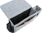 Bedside Caddy, Large Size Bedside Storage Organizer Bedside Organizer Caddy for Magazine Remotes Phone (13.4'' x 18.1'' Tissue box holder, Light Grey)