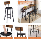 Bar Table Set with Wine Bottle Storage Rack. Rustic Brown,47.24'' L x 15.75'' W x 35.43'' H, One Size
