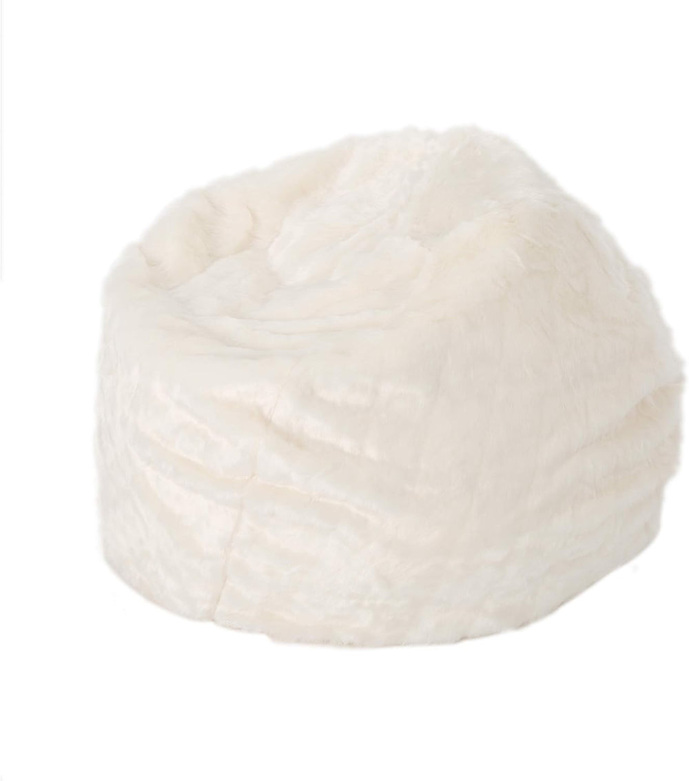Christopher Knight Home Laraine Furry Glam White Faux Fur 3 Ft. Bean Bag, Small