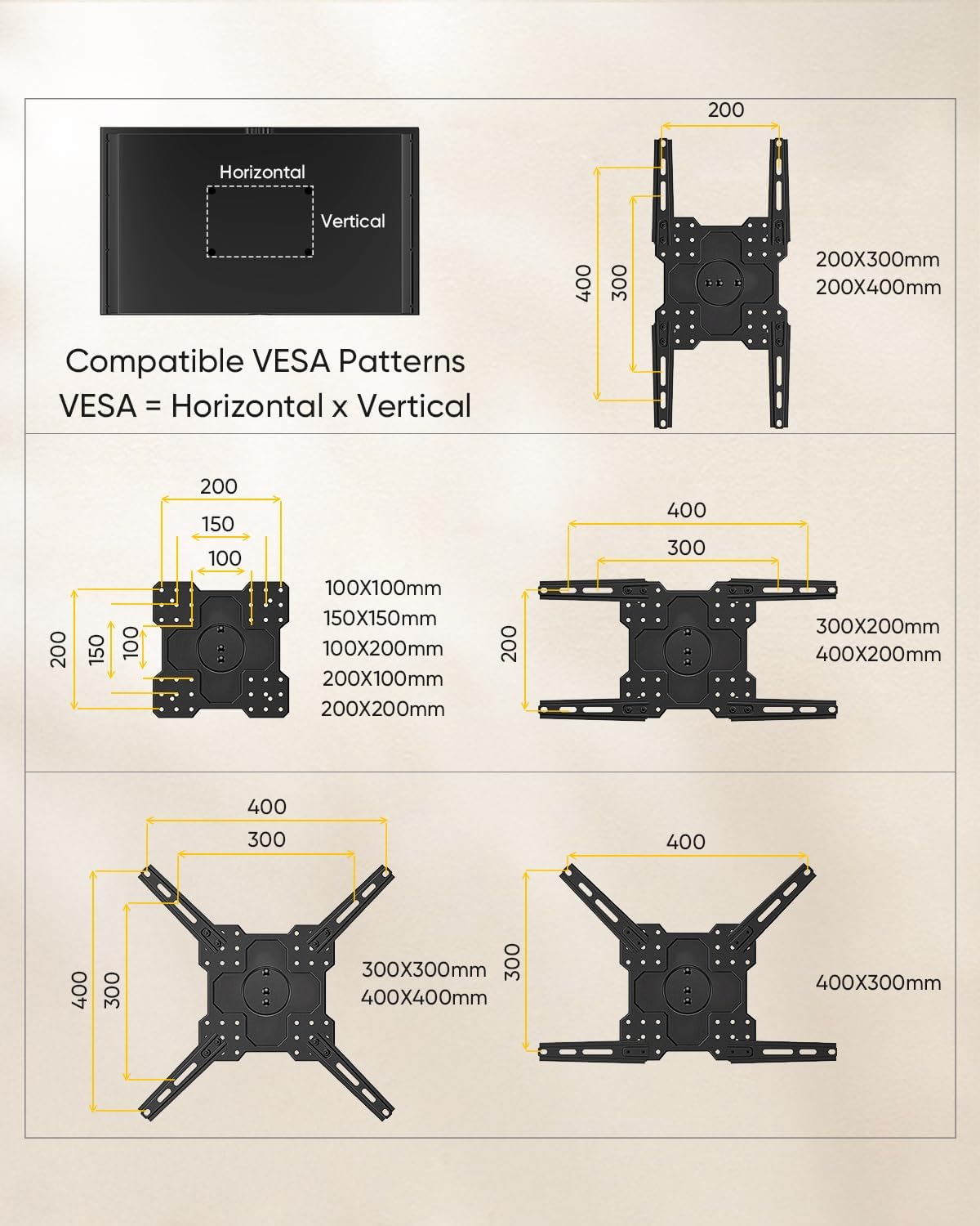 FORGING MOUNT TV Wall Mount for 26-65 inch TVs up to 88 lbs,Rotating Full Motion TV Wall Mount with Articulating Arms, Extension, Tilt, Swivel, Max VESA 400x400mm