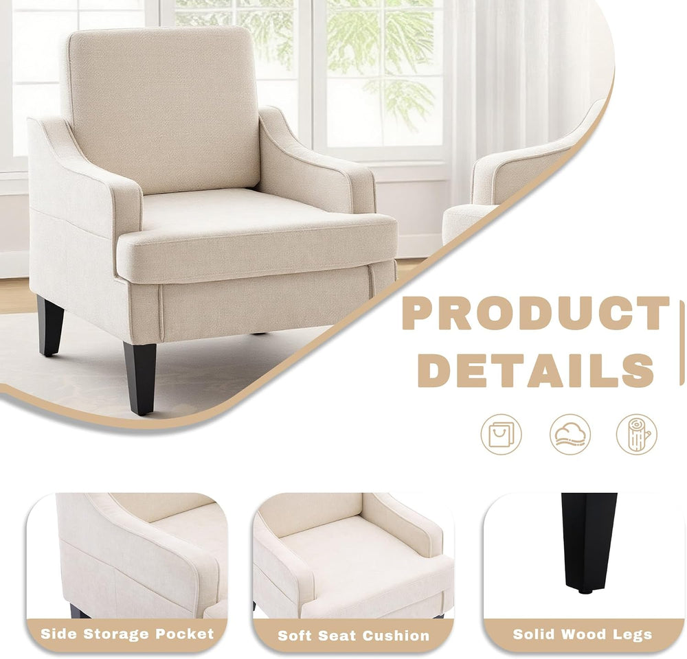 Accent Chair for Living Room,Mid-Century Arm Chair Fabric Living Room Chairs,...