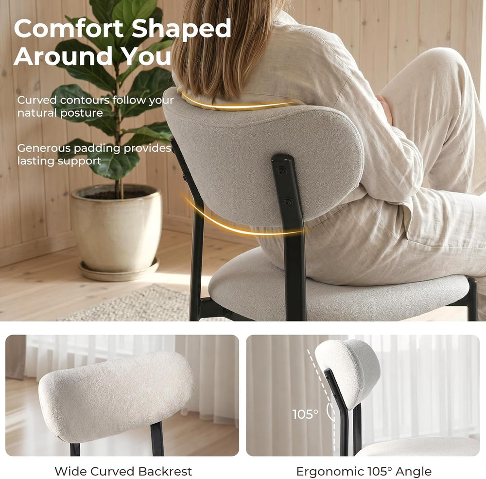 Dining Chairs, Modern Upholstered Fabric Kitchen Chairs | Textured Fabric, Cu...