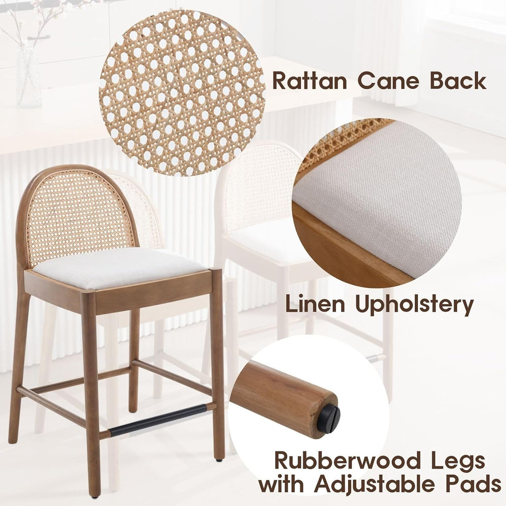 LukeAlon Modern Linen Bar Stools Set of 2, 29" Seat Height Tall Bar Chai...