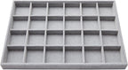 Juvale Velvet Jewelry Organizer Tray - Earring Tray Insert with 24 Compartments - Stackable Jewelry Drawer Organizer - Includes Bracelet Holder Slots - Gray, 14 x 10 in