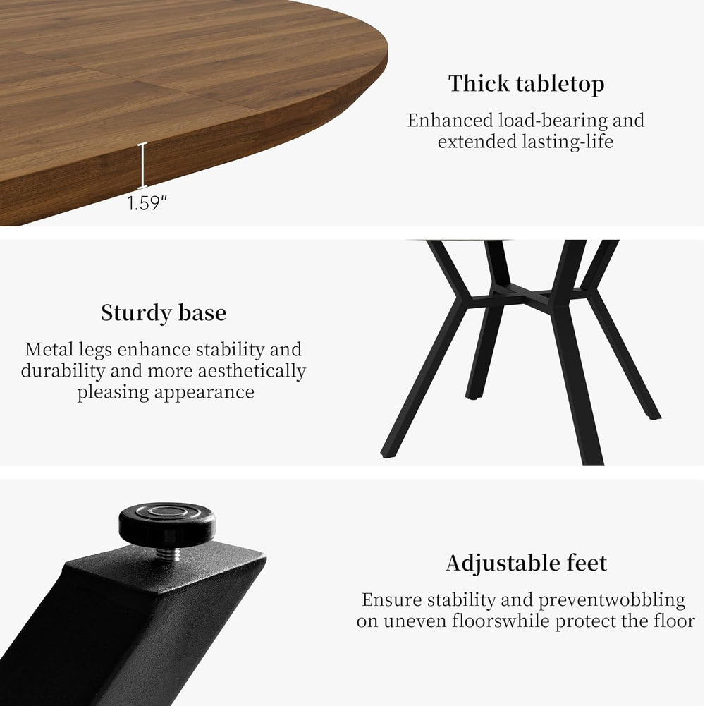 HIPIHOM Extendable Round Dining Table Set for 6 People, 43.3"-59.1"...
