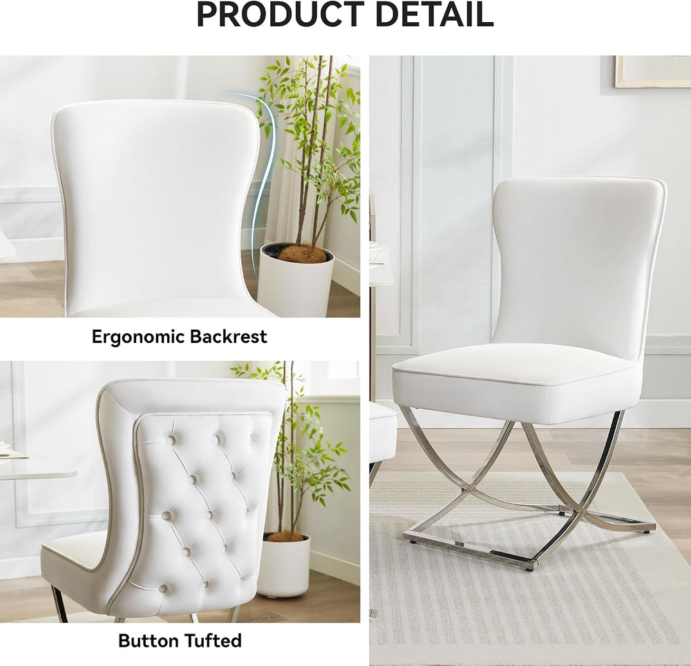WUTUTUEE Luxury Velvet Dining Chairs, Tufted Upholstered Armless Accent Chair...