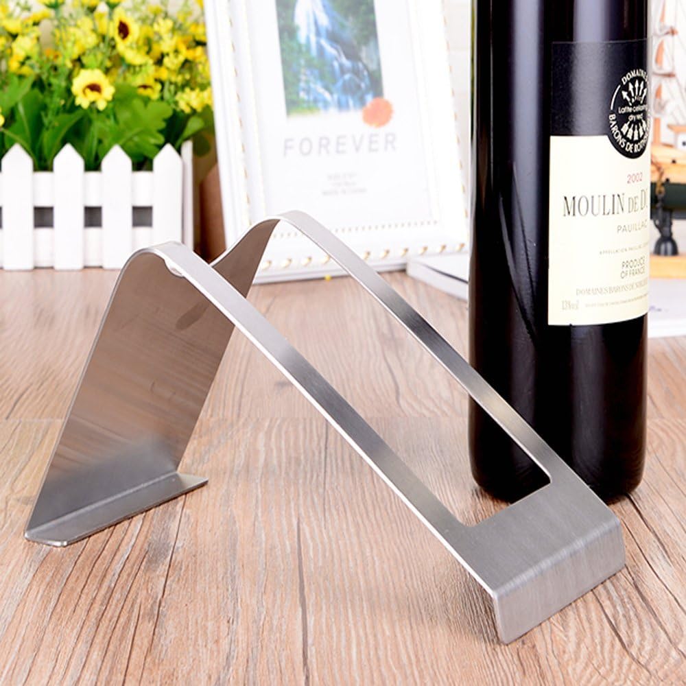 Stainless Steel Wine Rack Single Wine Bottle Holder Rack Display (Silver)
