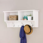 Prepac 36" Contemporary Wall Mounted Coat Rack, Coat Hooks Wall Mount with 2 Shelves, Ideal for Hallway or Entryway Storage Solution, 11.5"D x 36"W x 16.5"H, White