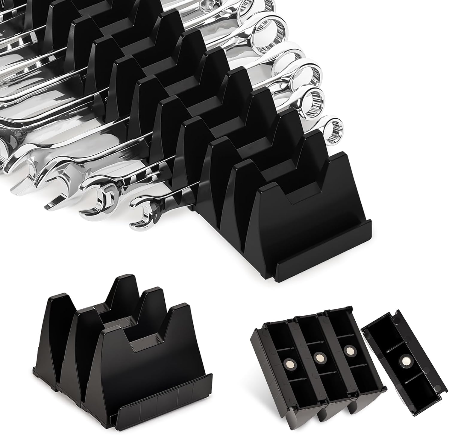 84PCS Magnetic Modular Wrench Organizer Wrench Holder - Wrenchs Tool Organizers for Tool Drawer Storage, Wrenchs Rack with Metric SAE Labels, Tool Storage Set Holder Festival Mechanics pcs