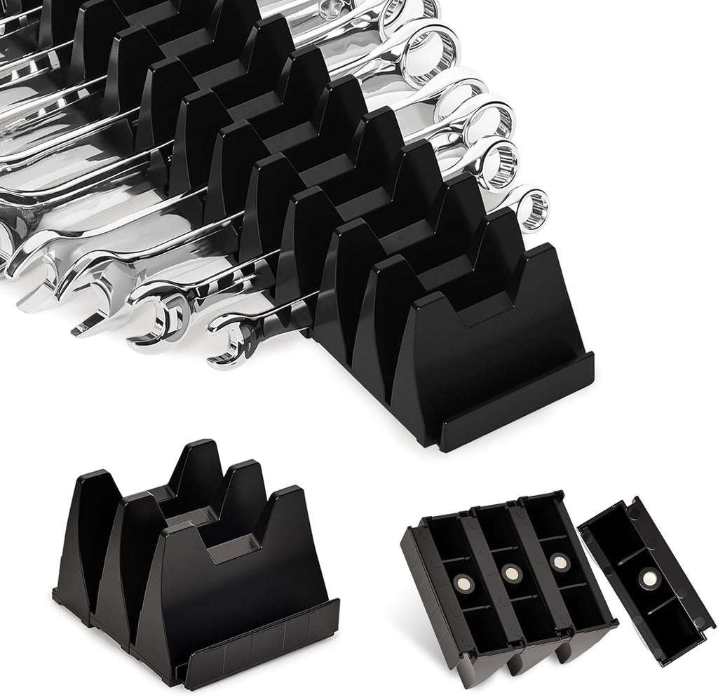 60PCS Magnetic Modular Wrench Organizer Wrench Holder - Wrenchs Tool Organizers for Tool Drawer Storage, Wrenchs Rack with Metric SAE Labels, Tool Storage Set Holder Festival for Mechanics