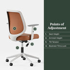 Branch Daily Chair - Vegan Leather Office Chair with Swivel, Lumbar Rest, and Adjustable Armrests - Comfortable Seating for Improved Posture and Productivity - Dune