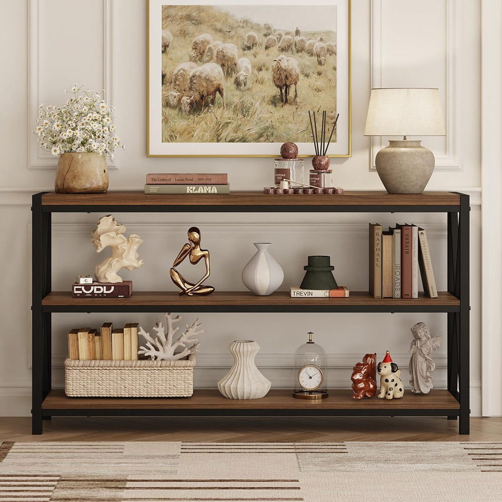 FATORRI Console Table for Entryway, 55 Inch Modern Entry Table with 3 Tier Sh...