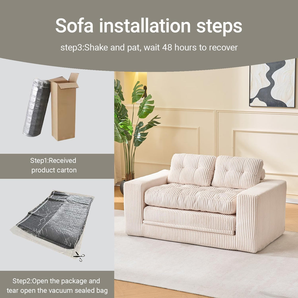 Fefances 55.1” Sofa Bed, 2-in-1 Convertible Loveseat & Folding Futon Couc...