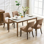 UVV Wooden Dining Chairs Set of 4, Mid Century Modern Upholstered Dining Room Chair Kitchen Chairs, Chenille Dinner Chair with Solid Wood Legs for Kitchen Dining Room, Khaki