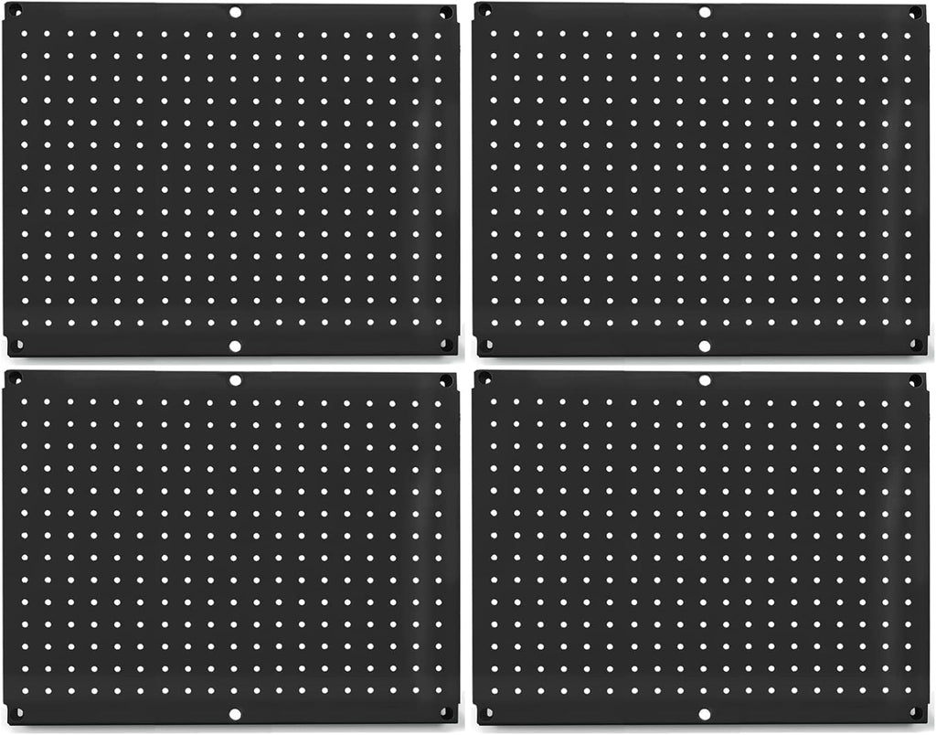 Metal Pegboard 16-Inch Tall x 20-Inch Wide Heavy Duty Wall Organizer for Home Garage Tool Storage 4pcs Black