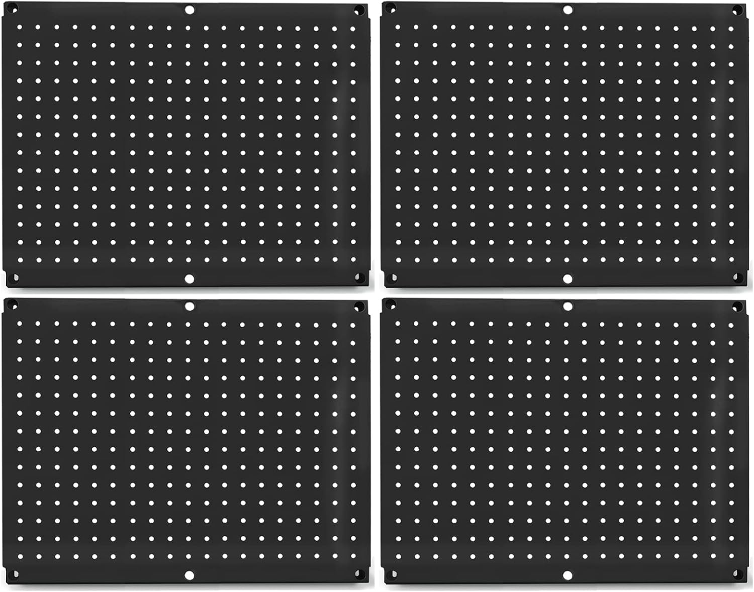 Metal Pegboard 16-Inch Tall x 20-Inch Wide Heavy Duty Wall Organizer for Home Garage Tool Storage 4pcs Black