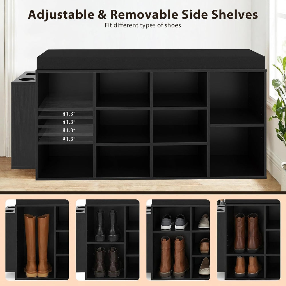 Tangkula Shoe Storage Bench with Umbrella Holder, 40" Shoe Organizer wit...