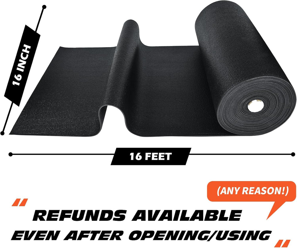Professional Grade Tool Box Liner, Tool Box Drawer Liner 16 Ft X 16" | Black Toolbox Liner,PVC Toolbox Drawer Liners, Shelf Liner Non Slip Mat, Thick Foam Cabinet Liner