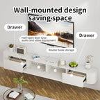 SHGJ&SOFT Floating TV Stand Wall Mounted Media Console with Door Entertainment Centerwith Storage Cabinets, Wall Mounted TV Shelf for Bedroom,Living Room (White, 78.7IN)