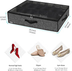 Onlyeasy Under Bed Shoe Storage Organizer with Sturdy Handles and Clear Window 1 Pack Fits 12 Pairs, Premium Foldable Underbed Shoes Container Box for Closet, Linen-like Black, MXAUBSB1P