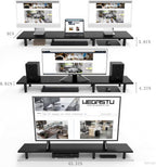 Large Dual Monitor Stand Riser 43.3IN， Home Office Storage For Desk Accessories，Solid Wod Desk With Adjustable Legs For computer/PC/Laptop/Printer/Container/dressing table (Black)