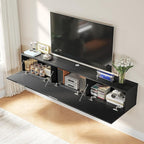 Floating TV Stand with 3 Doors, 63IN Wall Mounted TV Cabinet, Floating Media Console Entertainment Center with Storage, Under TV Shelf for Bedroom Living Room,Black