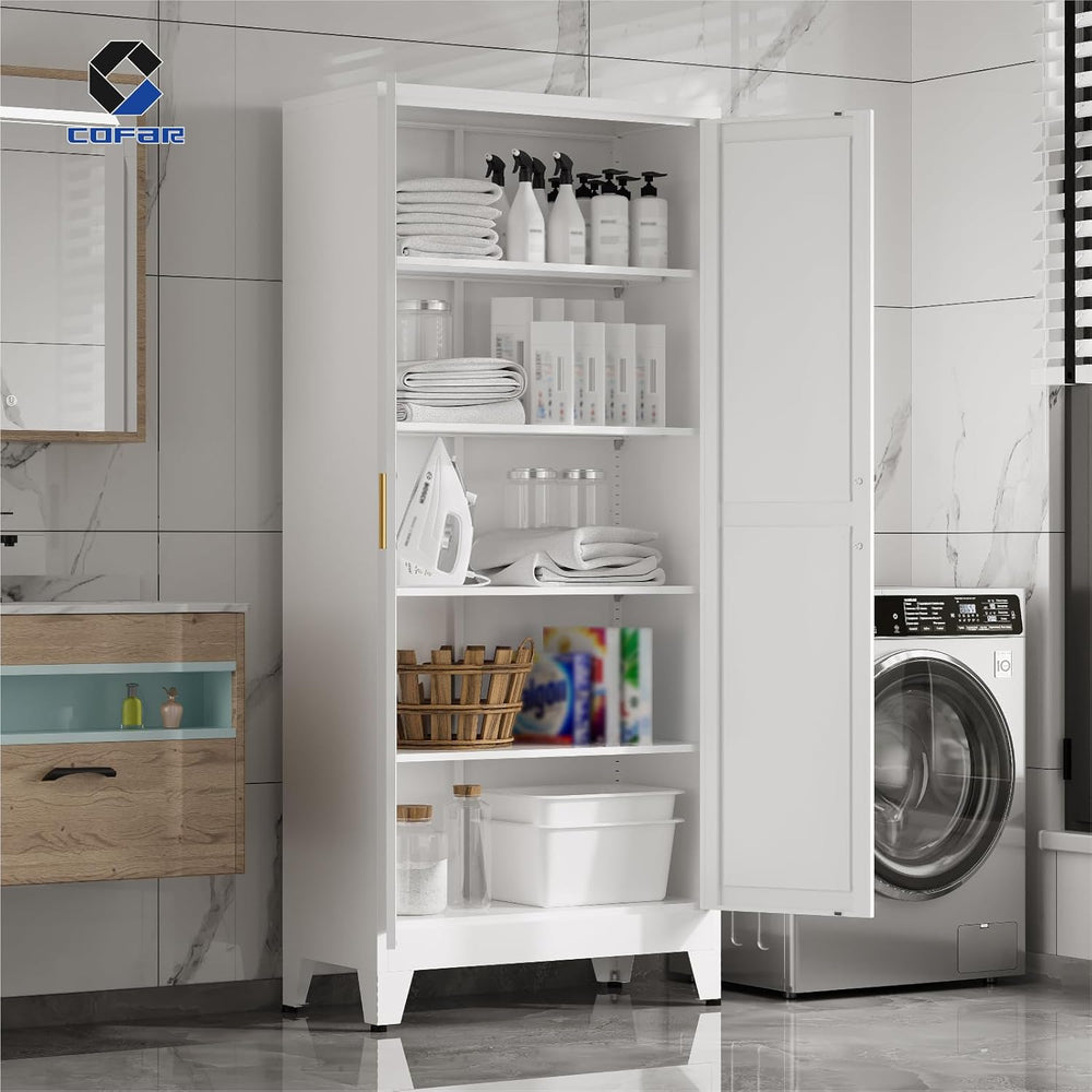 COFaR Metal Pantry Cabinet with Doors, Farmhouse 71'' Tall Storage Ca...