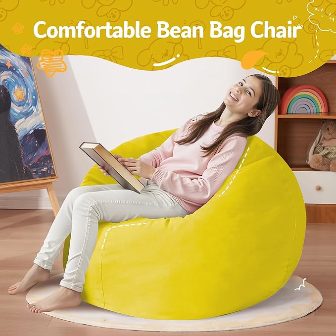 Homguava 2FT Bean Bag Chair: 2' Bean Bags with Memory Foam Filled,Comfy B...