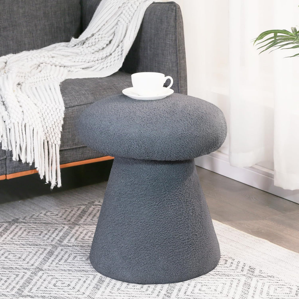 Homebeez Mushroom Ottoman Foot Stool, 18 inch Teddy Fleece Small Footrest, Ro...
