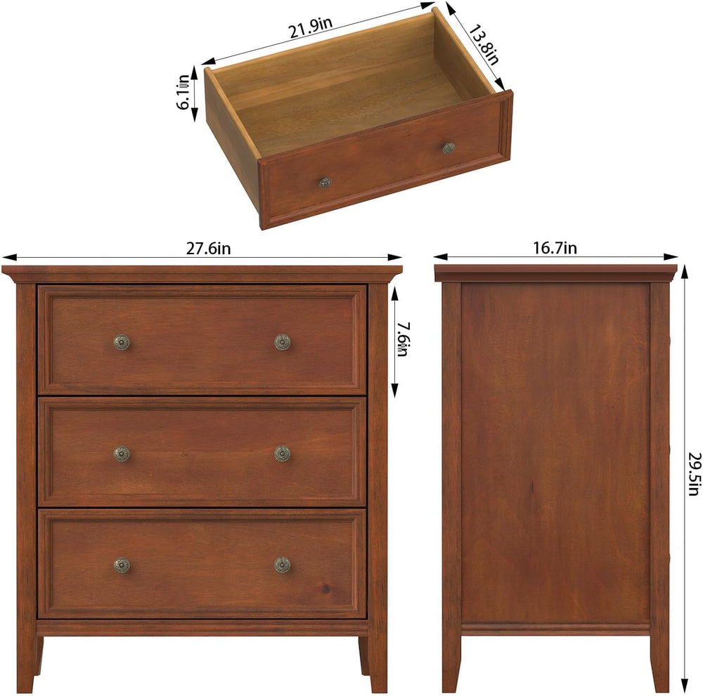 IKENO Solid Wood Nightstand Set of 2，Bed Side Table with Charging Station, Fa...