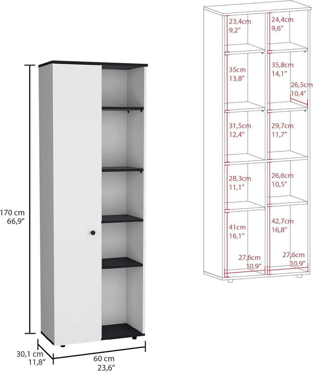 23.6" D*11.8" W*66.9" H White Corner Kitchen Pantry, 8 Black S...