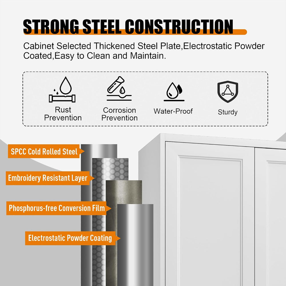 71"Tall Metal Kitchen Pantry Storage Cabinet with Doors& 4 Shelves |...