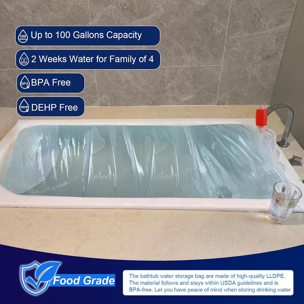 Godwolf Bathtub Drinking Water Bladder, Emergency Water Storage Bladder 100 G...