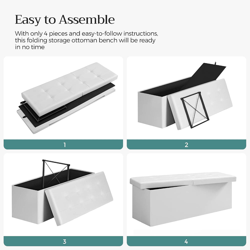 SONGMICS 43.3 Inches Folding Storage Ottoman Bench with Flipping Lid | Storag...