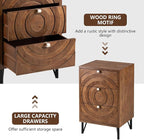 COSIEST Nightstand, Rustic End Table with 3 Drawers, Vintage Wood Bedside Table with Strudy Legs, Modern Side Table Accent Nightstand for Bedroom, Living Room(Brown,2 Pieces)