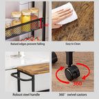 AZERPIAN Slim Rolling Cart 4 Tier Narrow Storage Cart on Wheels with MDF Board Top and Metal Handle for Small Space Kitchen Living Room Bathroom Laundry Room (16.38 x 9.06 x 30.31inch)