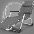 Lounge Chair Folding Lunch Break Nap Backrest Balcony Home Leisure Beach Garden Portable Solid Durable(Black Flower)