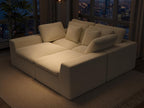 Oversized V Shaped Sectional Couches for Living Room丨5 Seater White Sectional Couch Chenille Fabric