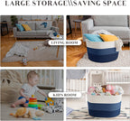 Maliton Woven Rope Blanket Basket Living Room, Storage Basket for Toy, 90L | 22x22x14 cotton rope basket. Holds blankets, toys & towels & laundry. For bedroom, nursery, bath & playroom. Soft & durable.